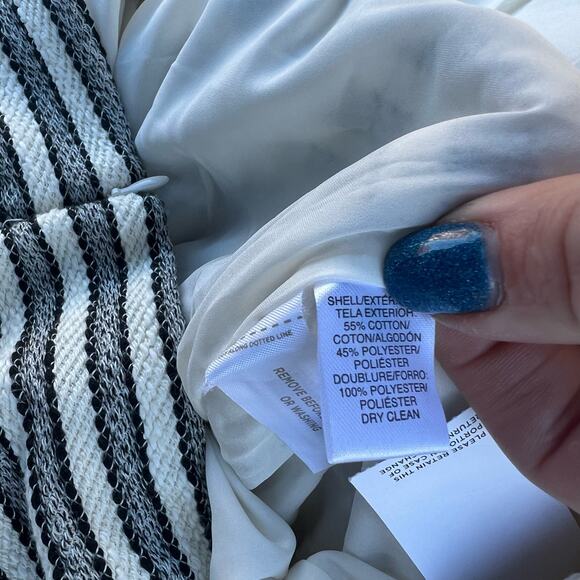 Loft Black White Woven Tweed Stripe Geometric A-Line Mini Skirt NWT Size LARGE - Picture 7 of 7